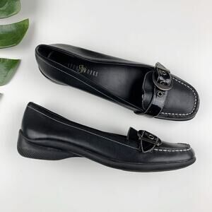 Studio Works Madison Loafers Slip On Black Leather Women's 8